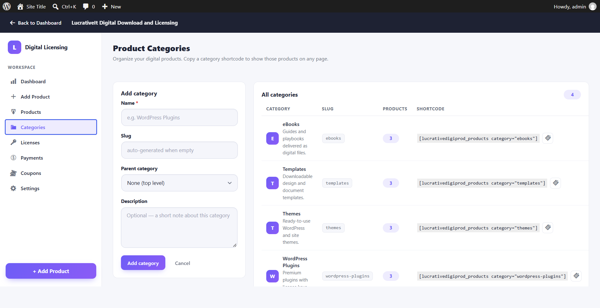 Product categories