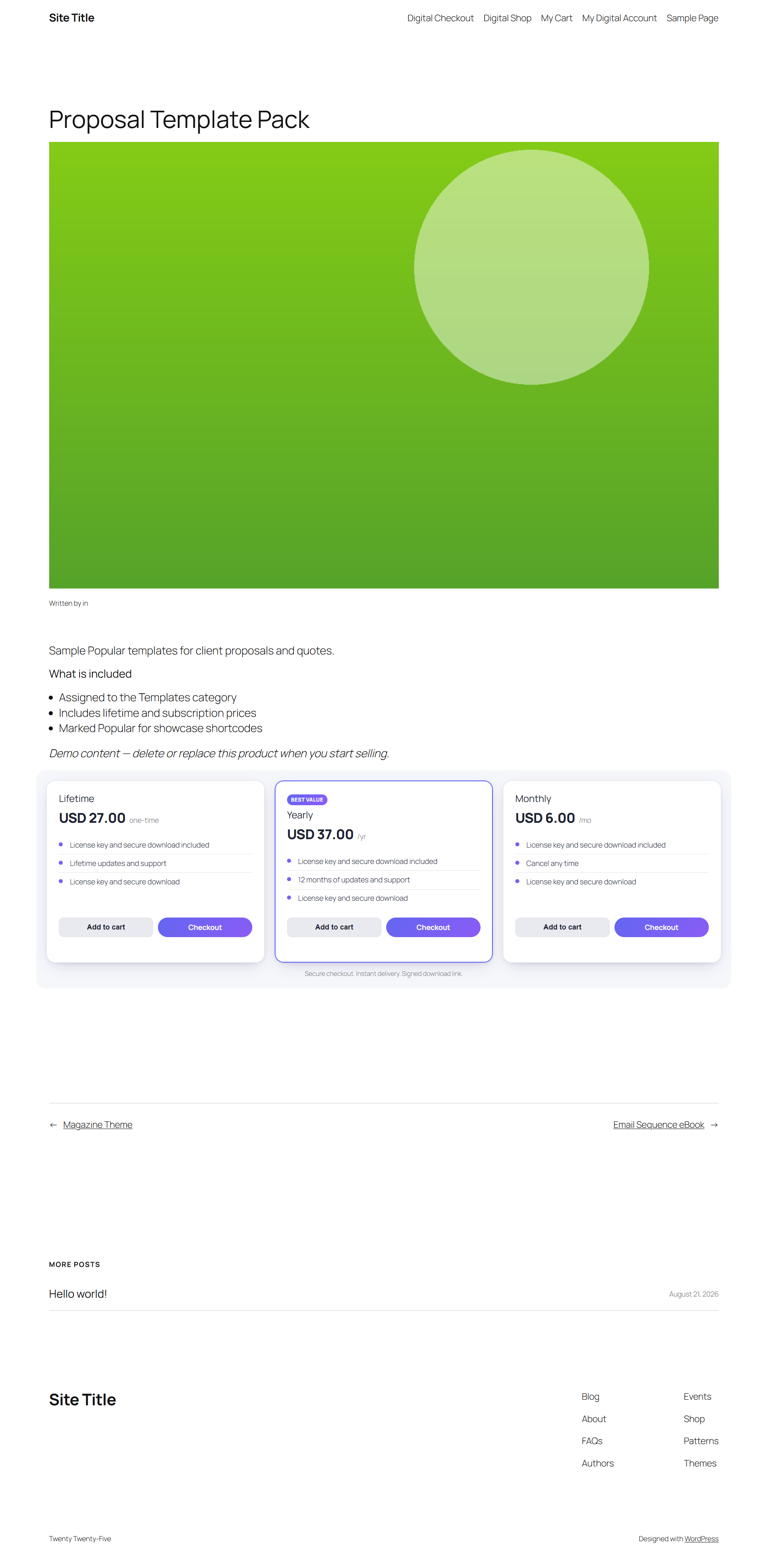 Single product page with pricing plans