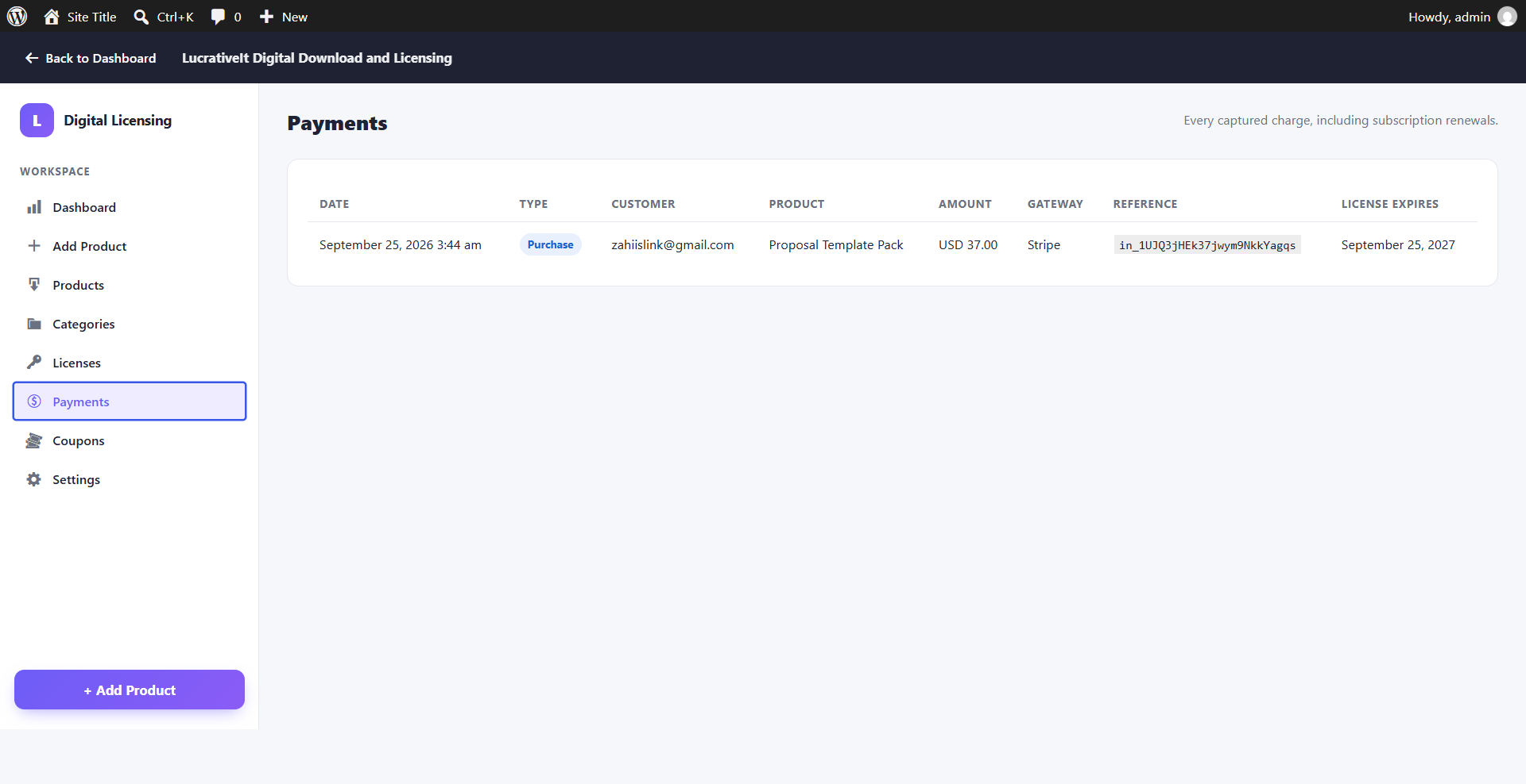 Payments list