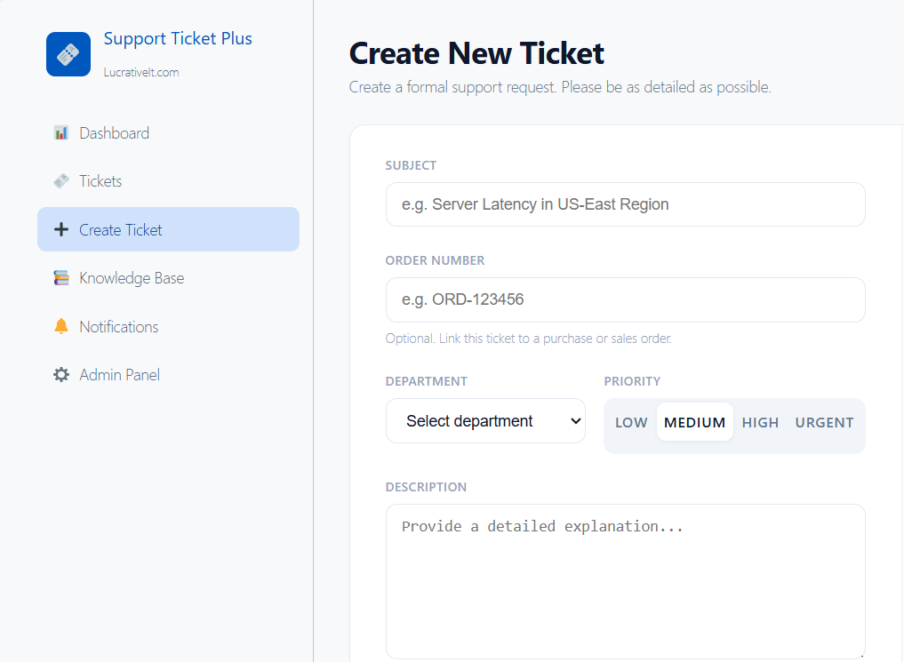 Create ticket (staff portal)