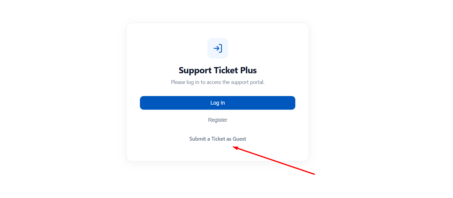 Submit a Ticket as Guest link on login screen