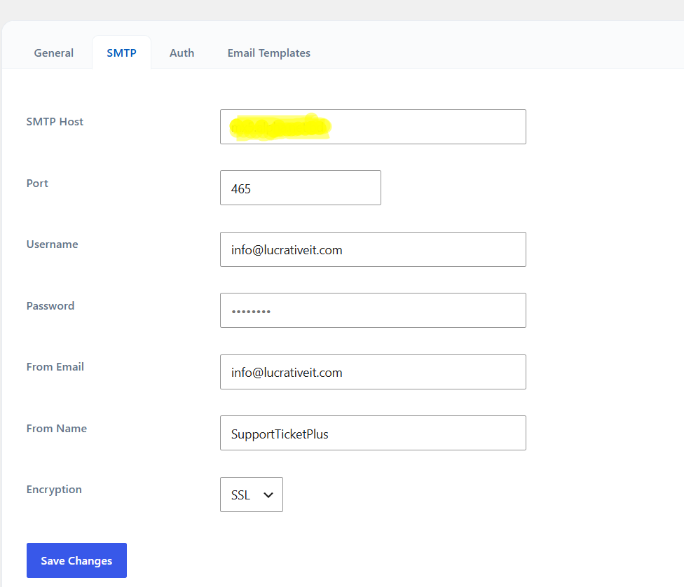 SMTP Settings